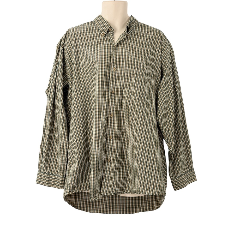 BKE Men's Long Sleeve Button Down Shirt Cotton Black Tan Beige Size XL